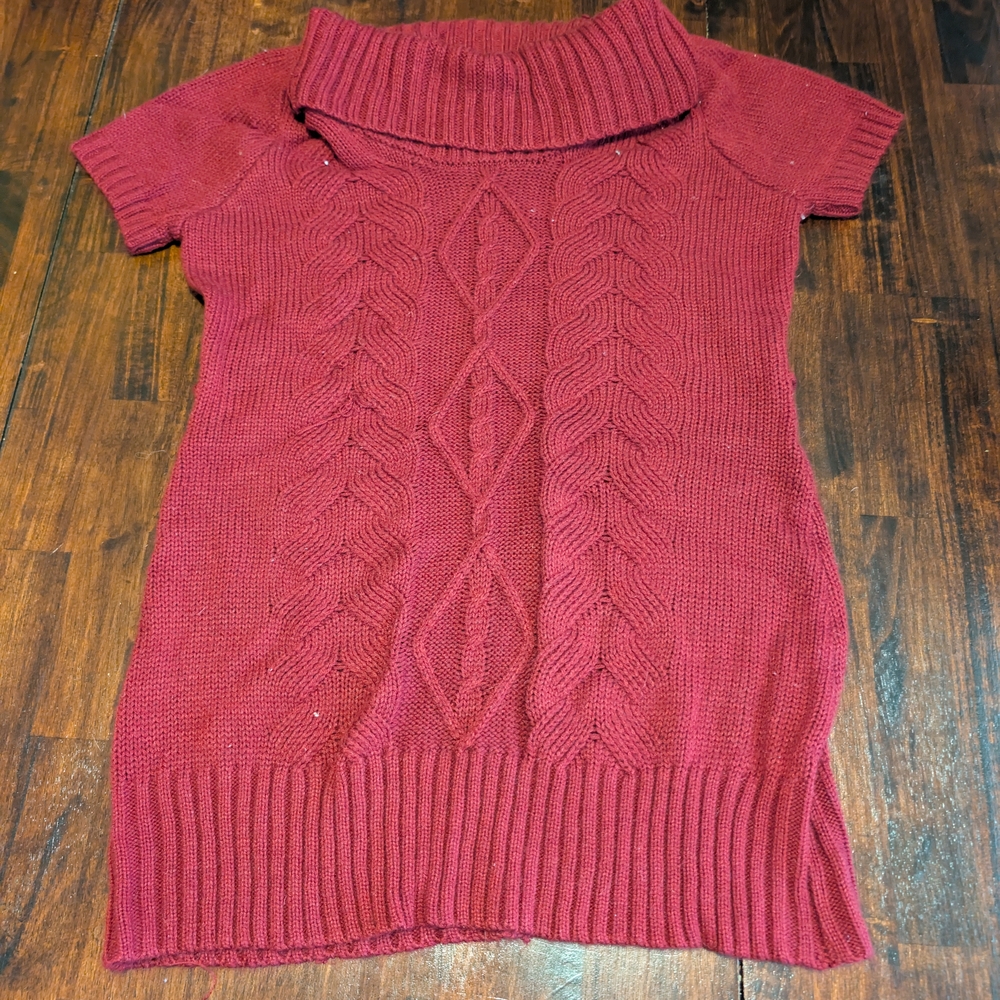 No Boundaries Women's Cowl Neck Sweater - Deep Red